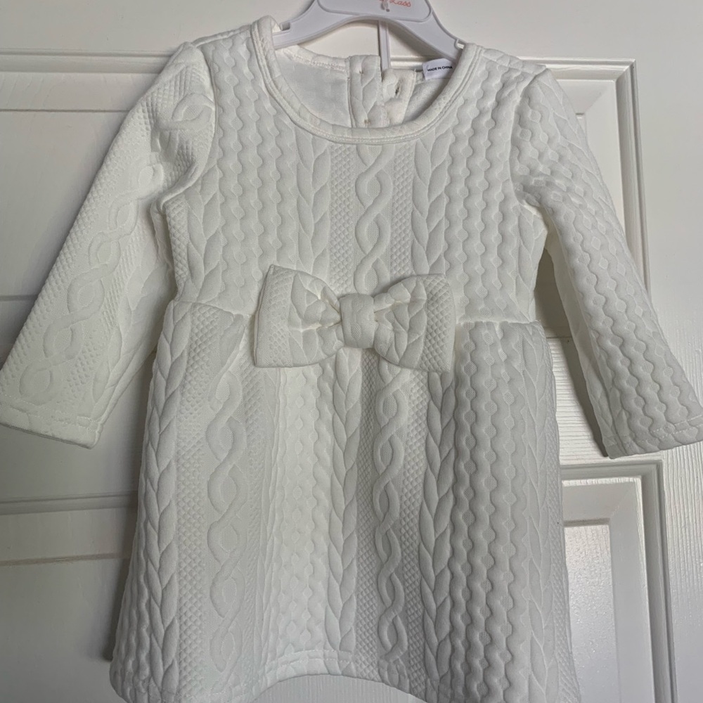 RIYAH’S CLOSET:  PatPat White Cable Knit Sweater Dress with Bow Detail